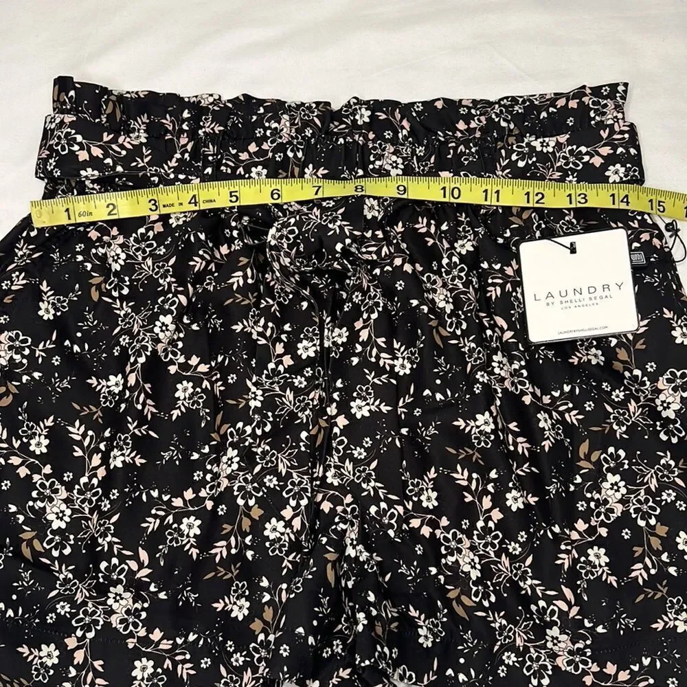 LAUNDRY by Shelli Segal Peach Floral Paper Bag Waist Shorts Size Small
